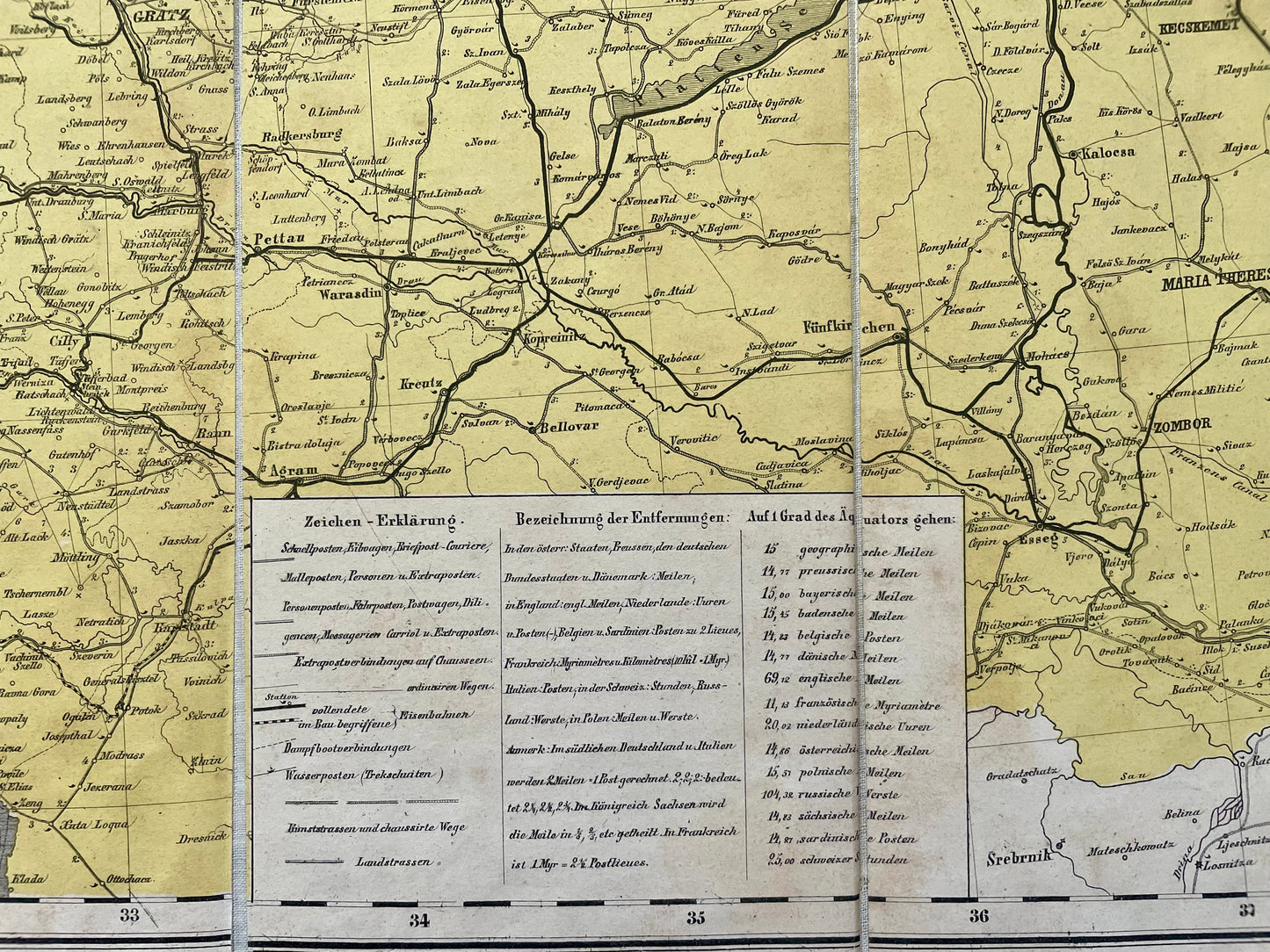 Grande cartina mappa 1871 Impero Tedesco Handtke e Flemming telata ca 105 cm