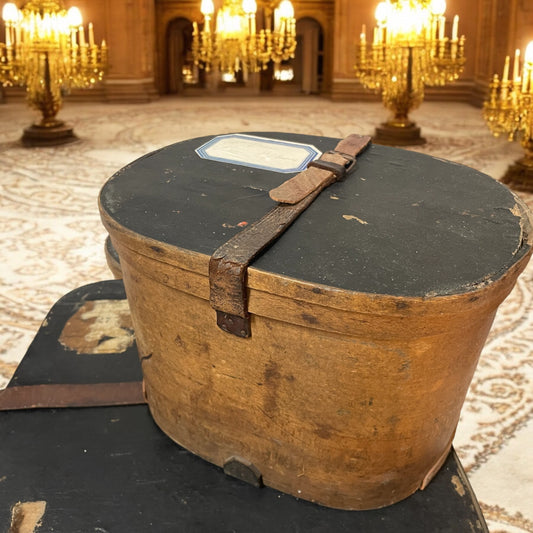 Set 3 cappelliere da viaggio fine ‘800, verde arsenicale