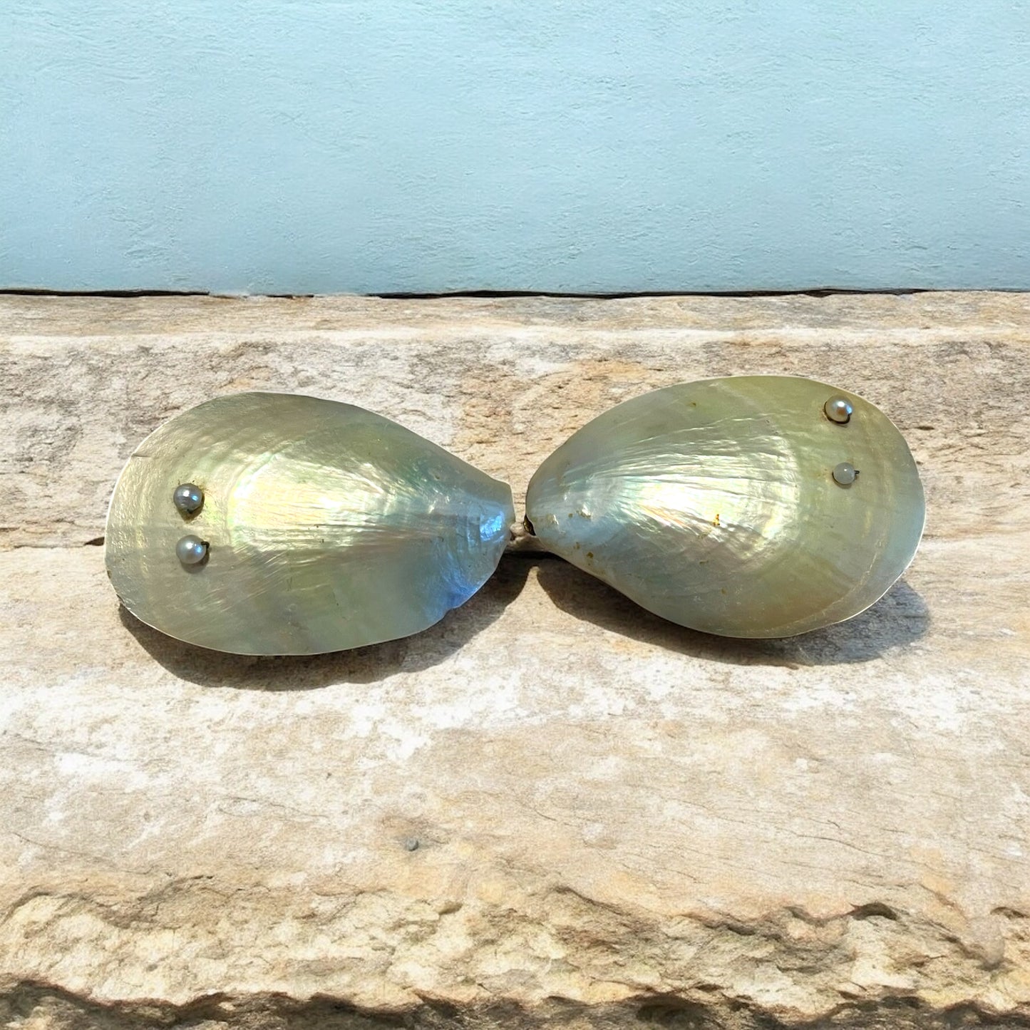 Coppia di fibbie da scarpa in madreperla ed argento, fine ‘800 - primo ‘900