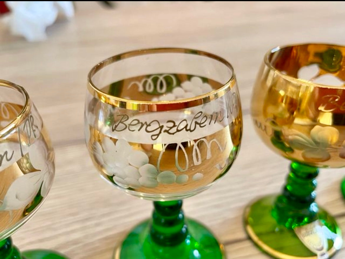 Set 4 piccoli calici da liquore vetro soffiato Böckling, anni ‘50