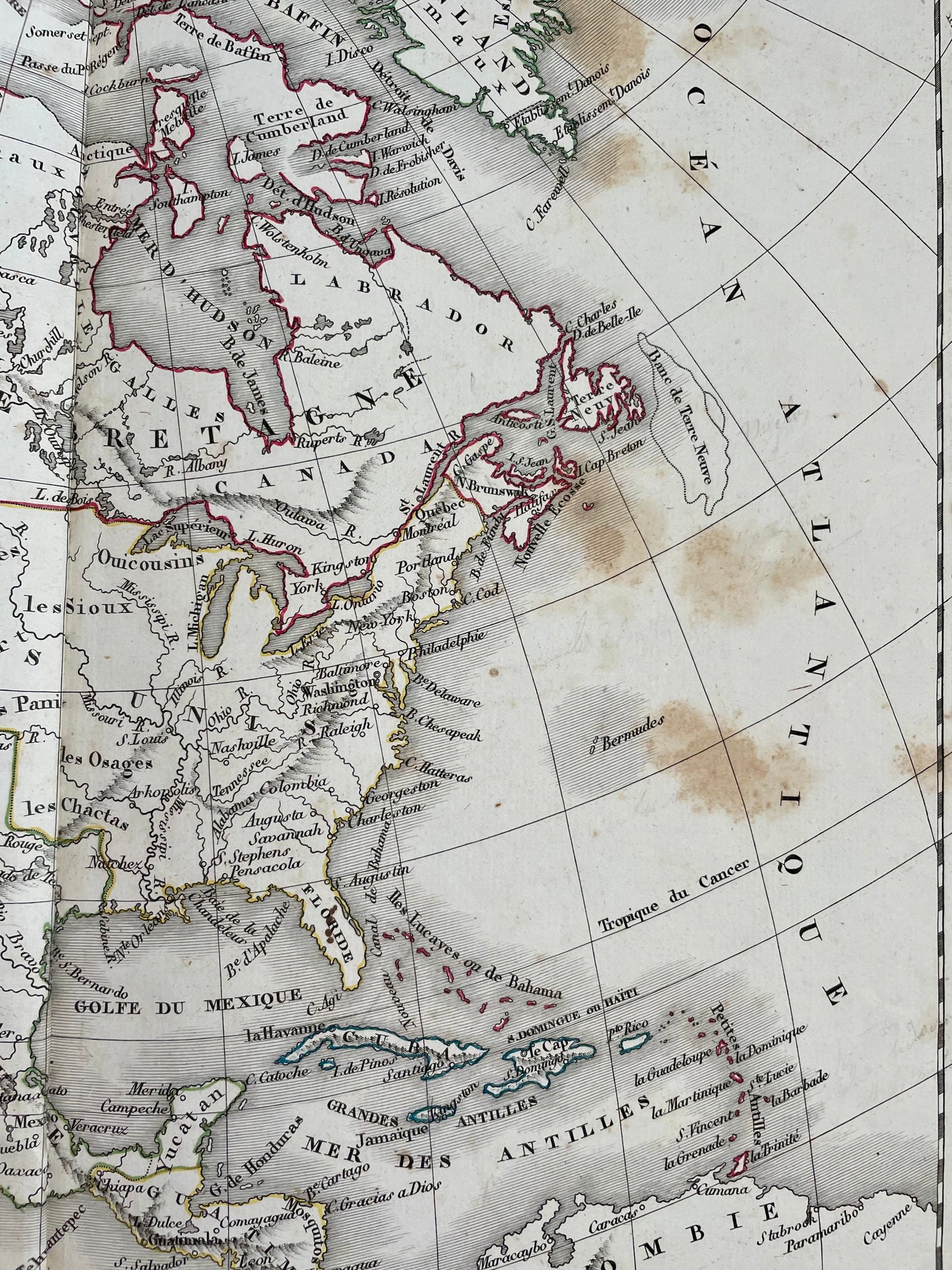 Coppia antiche mappe cartine geografiche Delamarche 1830, America del Nord e del Sud