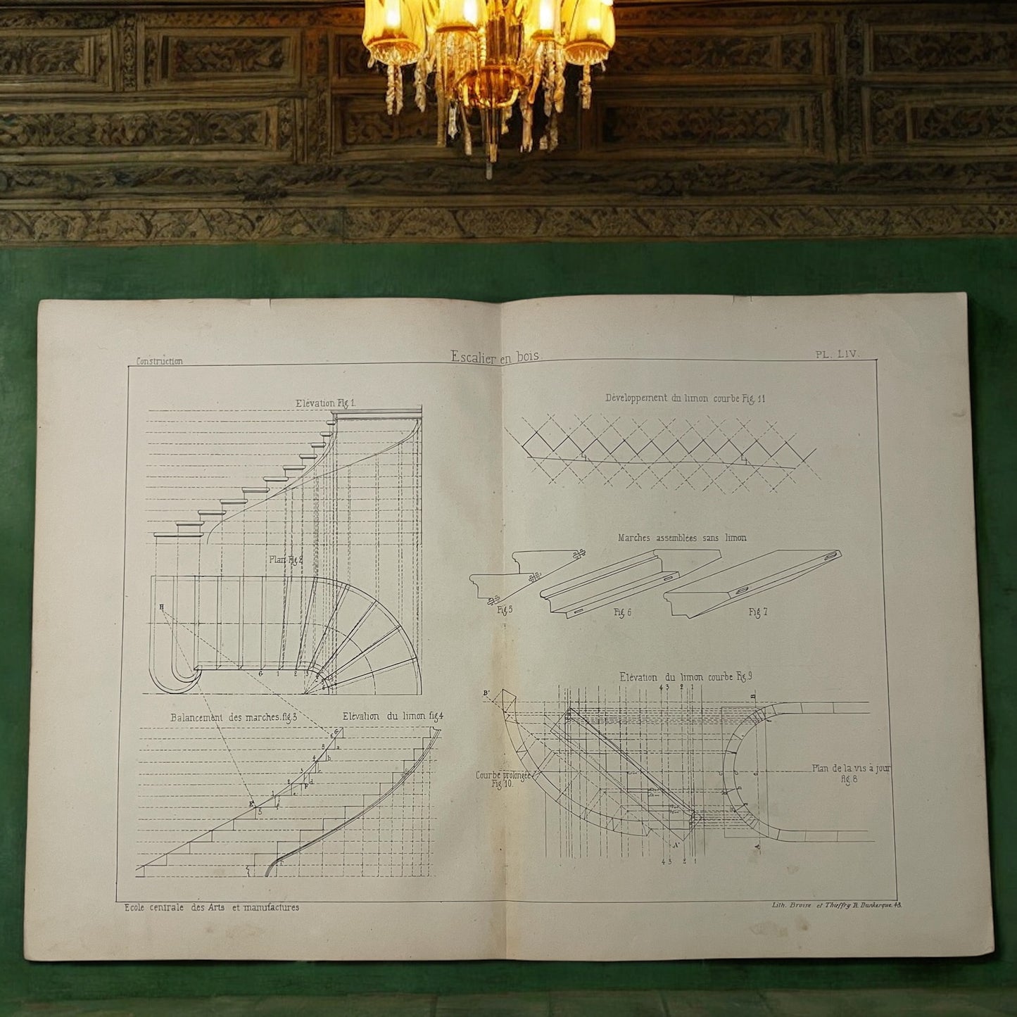 Coppia tavole architettura da studio, circa 1850, École des Artes Parigi
