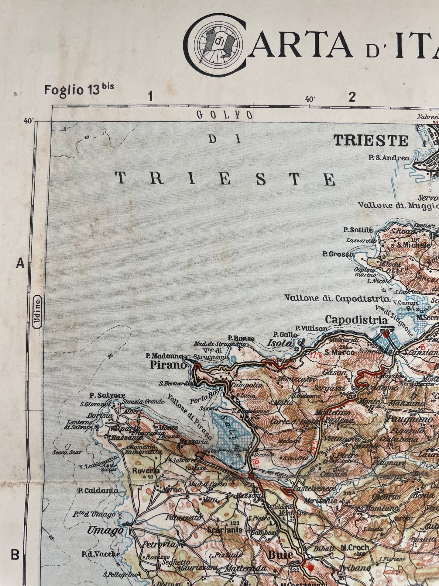 Carta geografica del territorio di Fiume e di Pola, 1941 Bertarelli Touring Club
