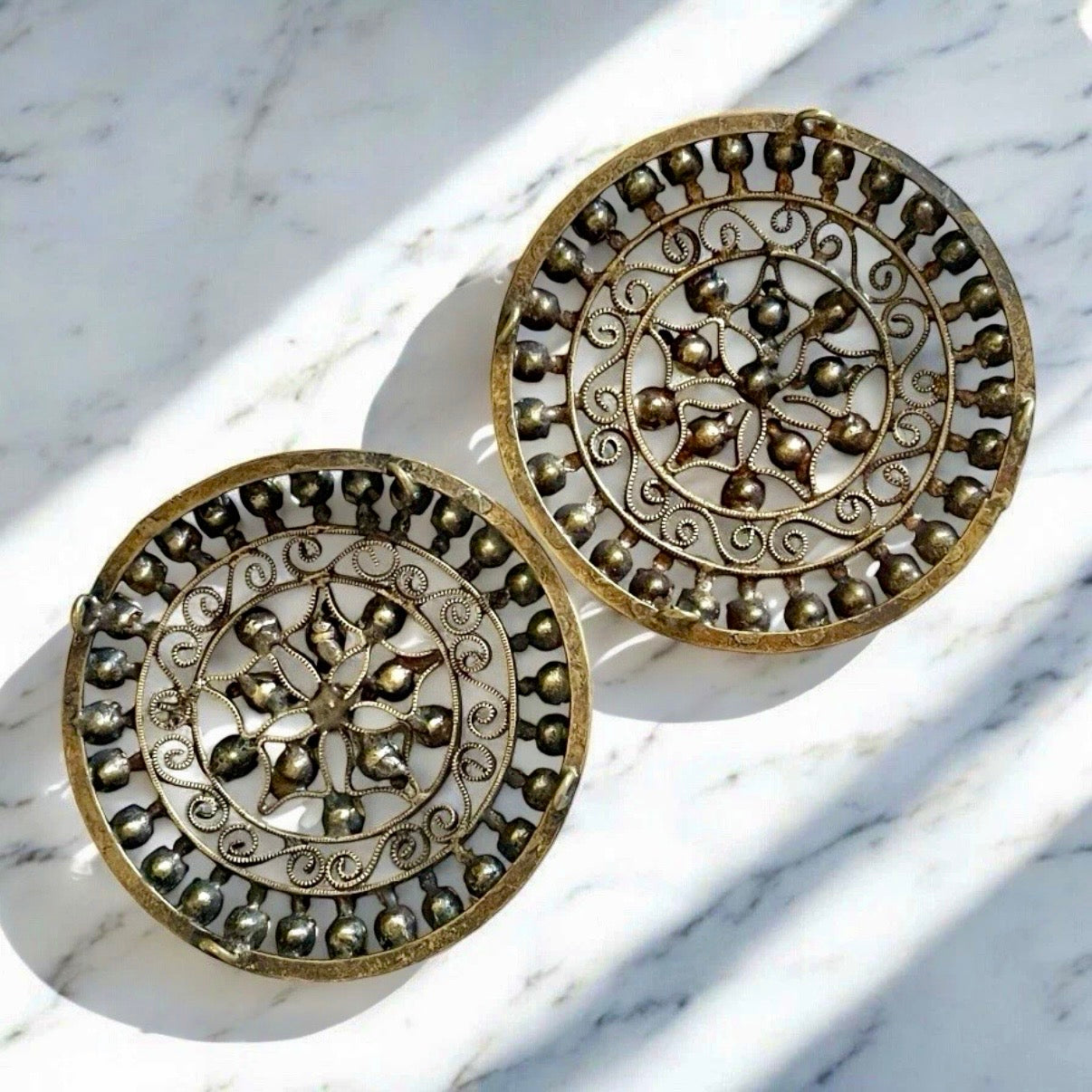 Fibbie gioiello da scarpe anni ‘30-‘50 in filigrana con strass