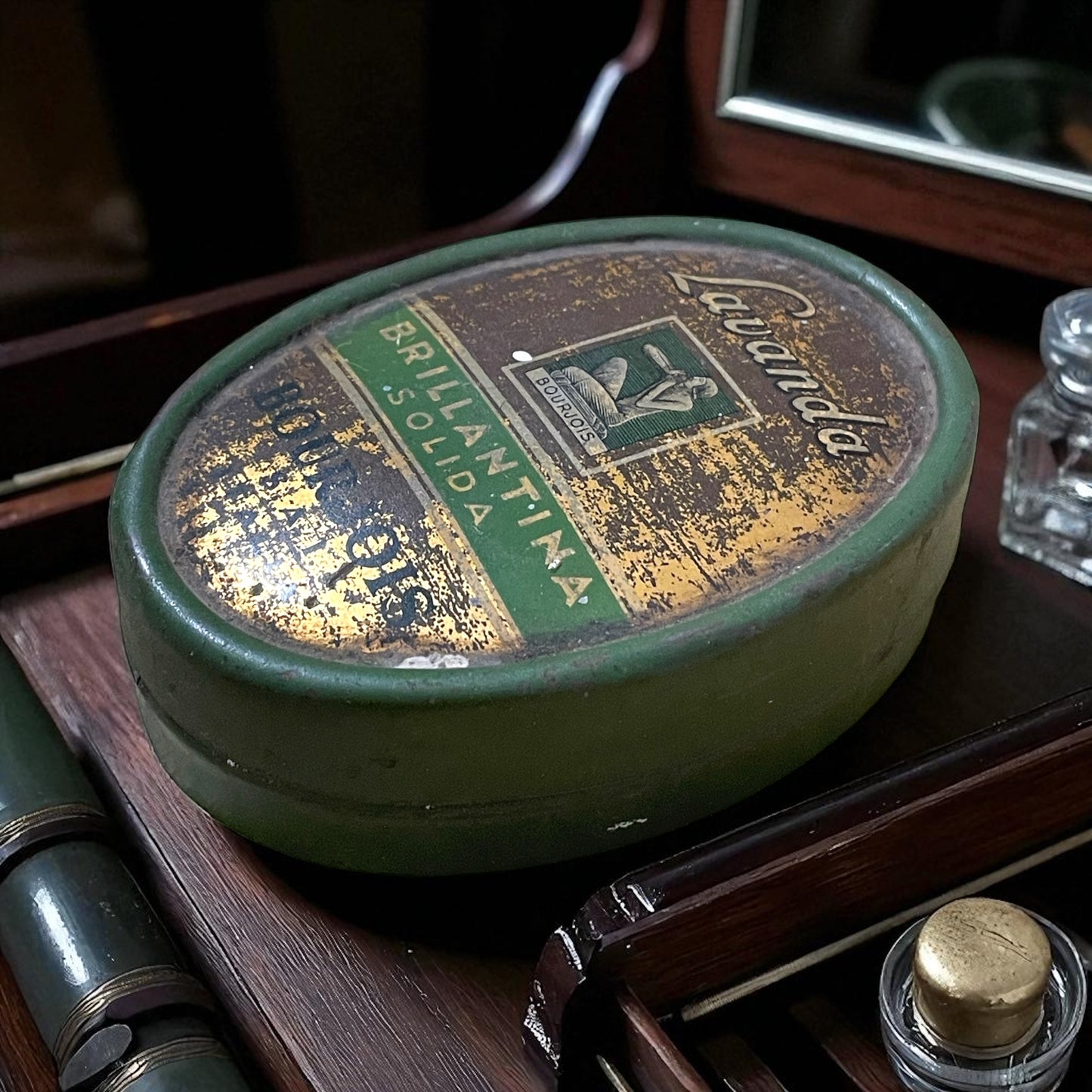 Antica scatolina in latta Brillantina Bourjois, anni ‘40