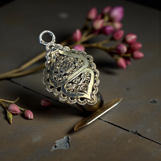 Sigillo antico in argento da incidere per ceralacca, fine ‘800 - primo ‘900