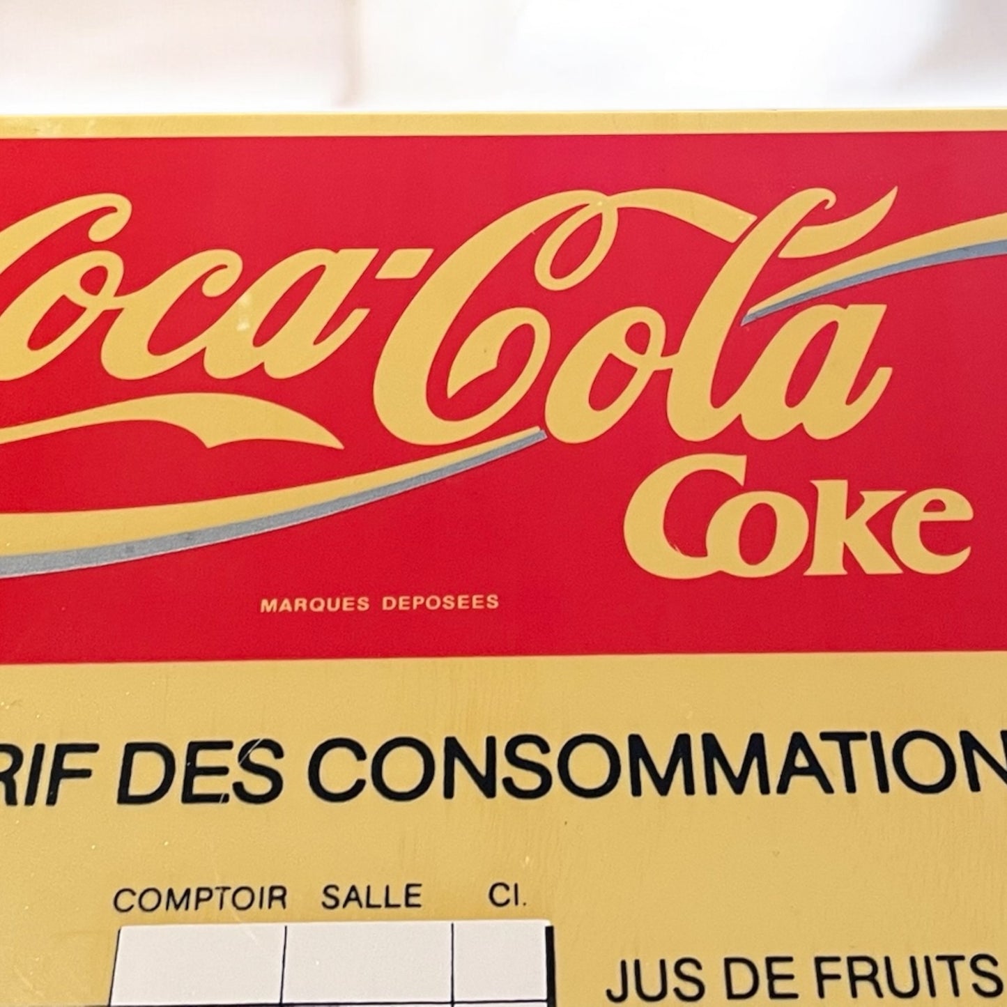 Grande listino Coca Cola fine anni ‘70 da bistrot