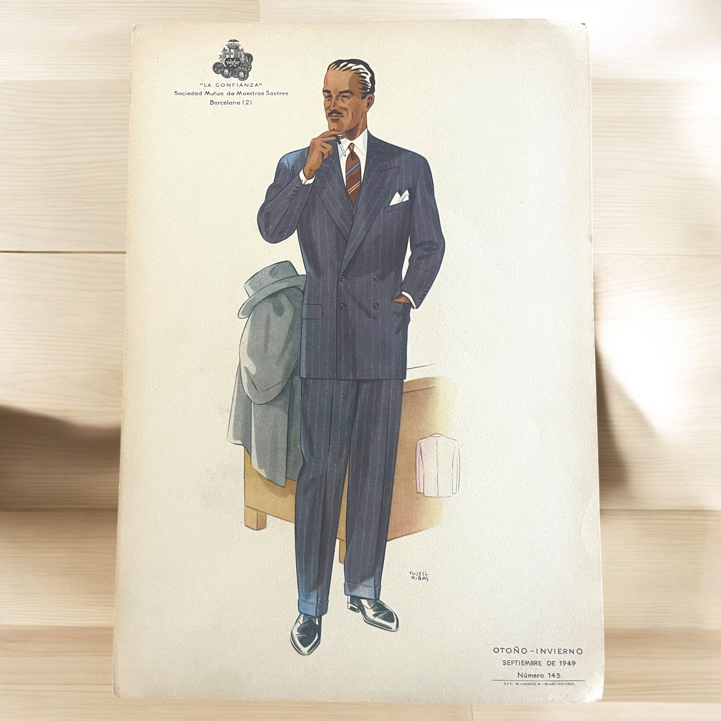 Set n. 3 tavole di moda da catalogo atelier 1949 su cartoncino leggero
