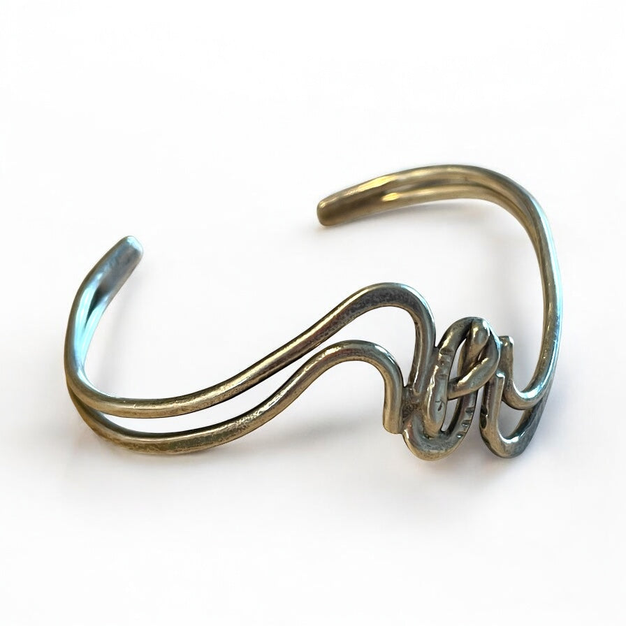Bracciale rigido regolabile in argento francese, fine anni ‘60