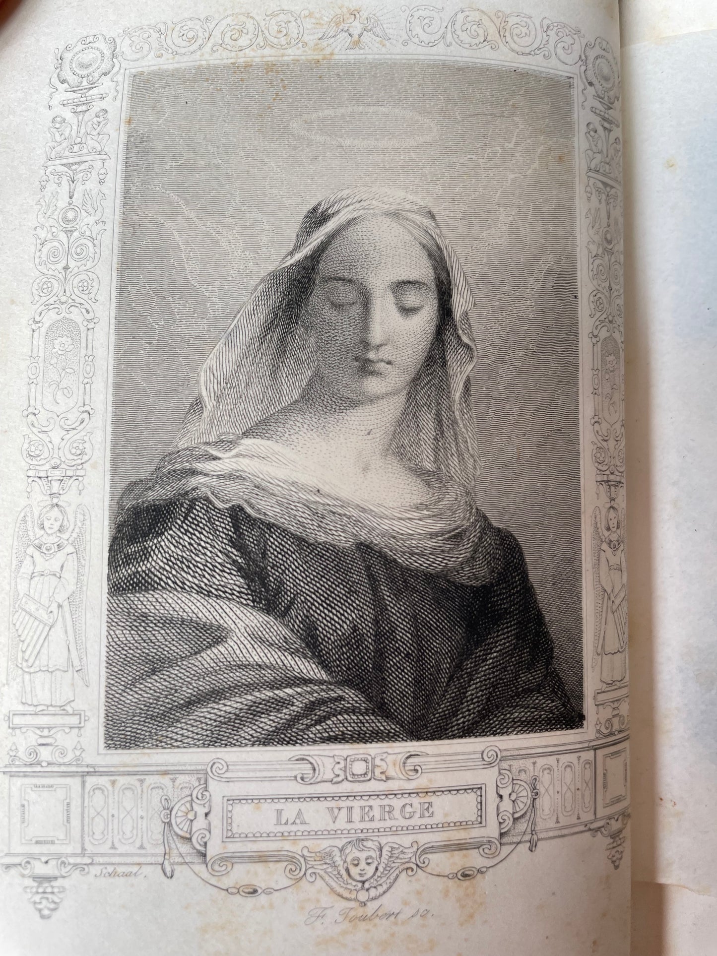 “L’Ange du Fidèle” antico libro 1859 con finissime incisioni e fregi dorati