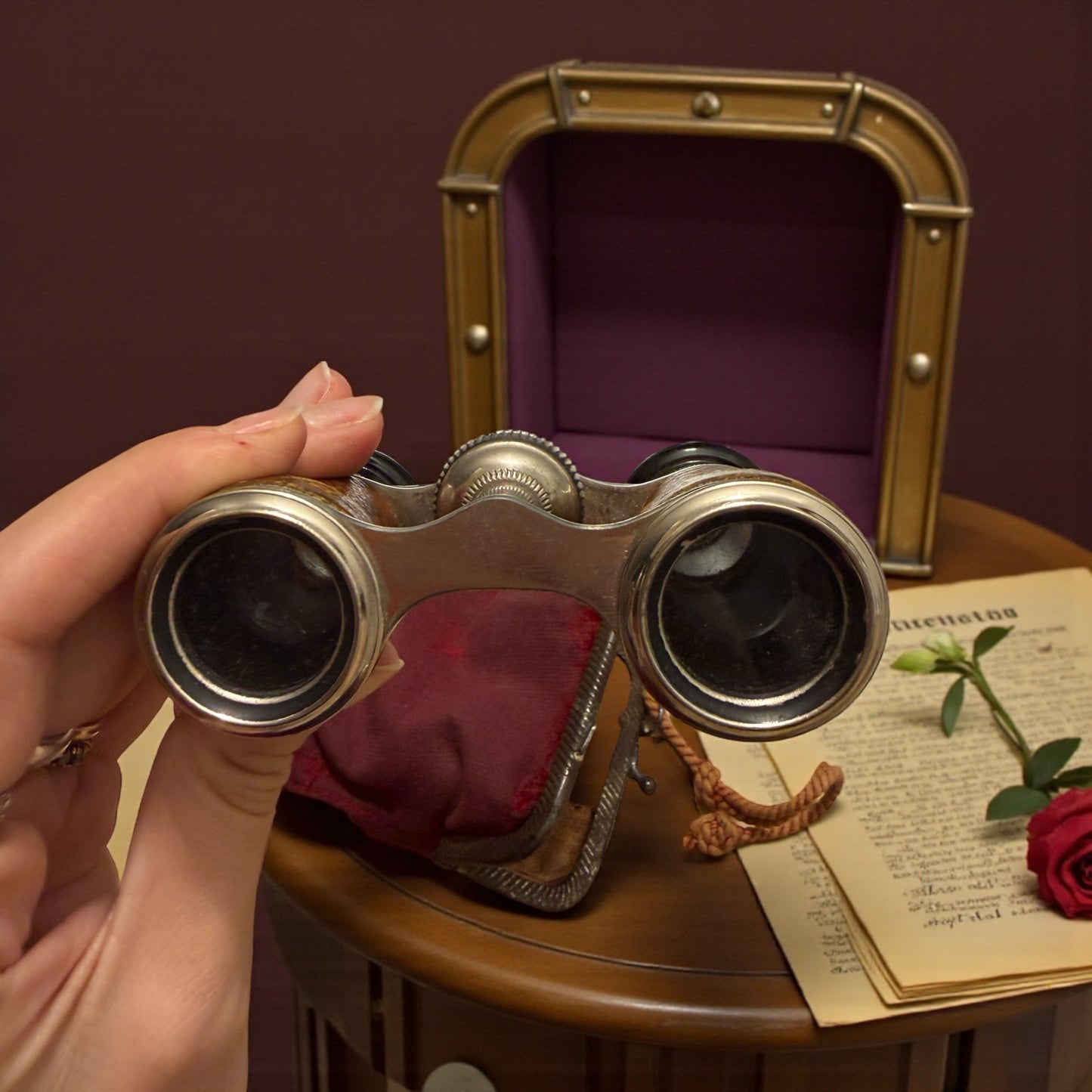 Antico binocolo da opera fine ‘800 primo ‘900 con custodia originale