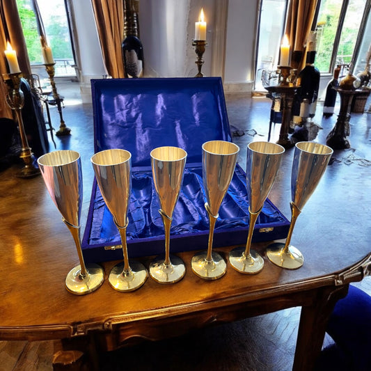 Servizio calici da champagne placcati argento, Mid Century Modern, anni ‘50