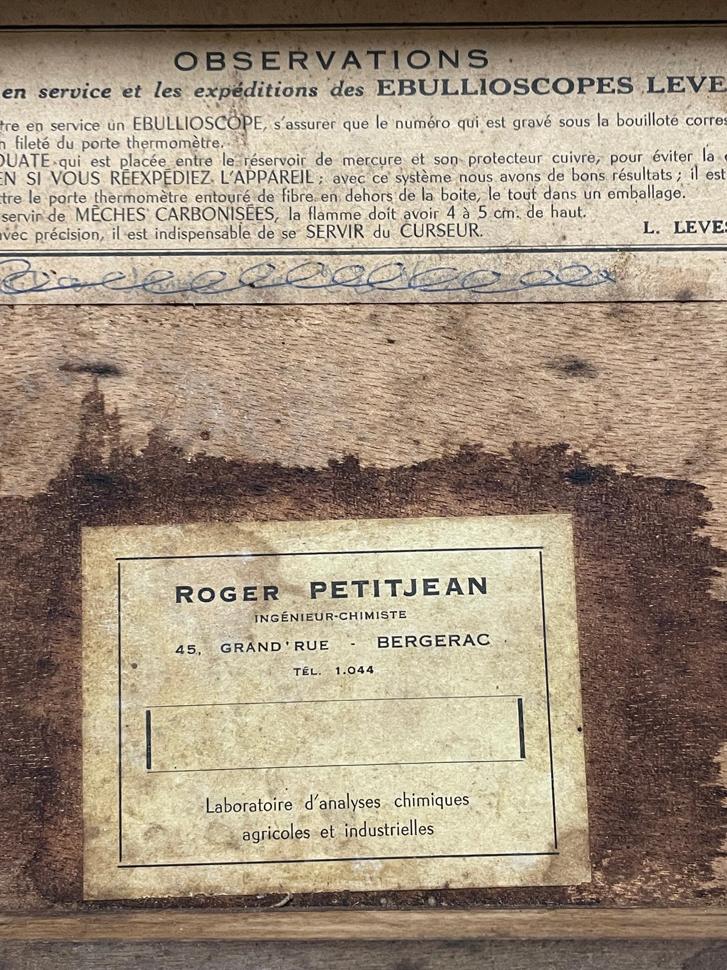 Ebulliometro antico anni ‘20 Levesque da museo