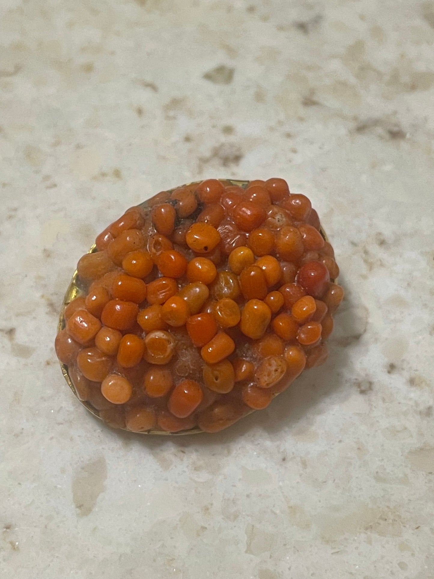 Spilla in corallo grezzo di Sciacca, anni ‘60-‘70