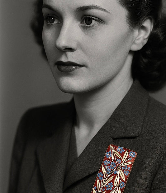 Spilla art déco smaltata con non ti scordar di me