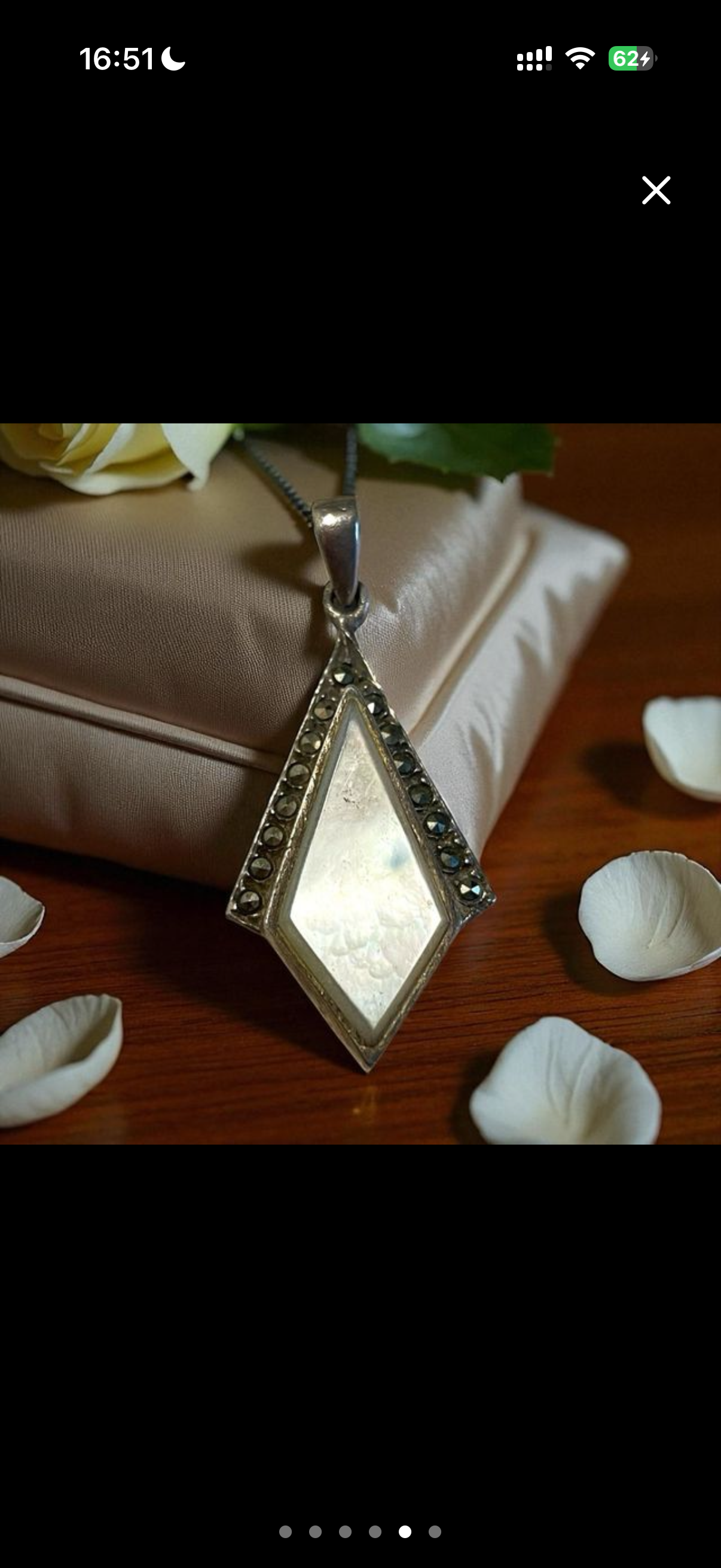 Pendente ciondolo gioiello in argento 925 con marcasiti e madreperla