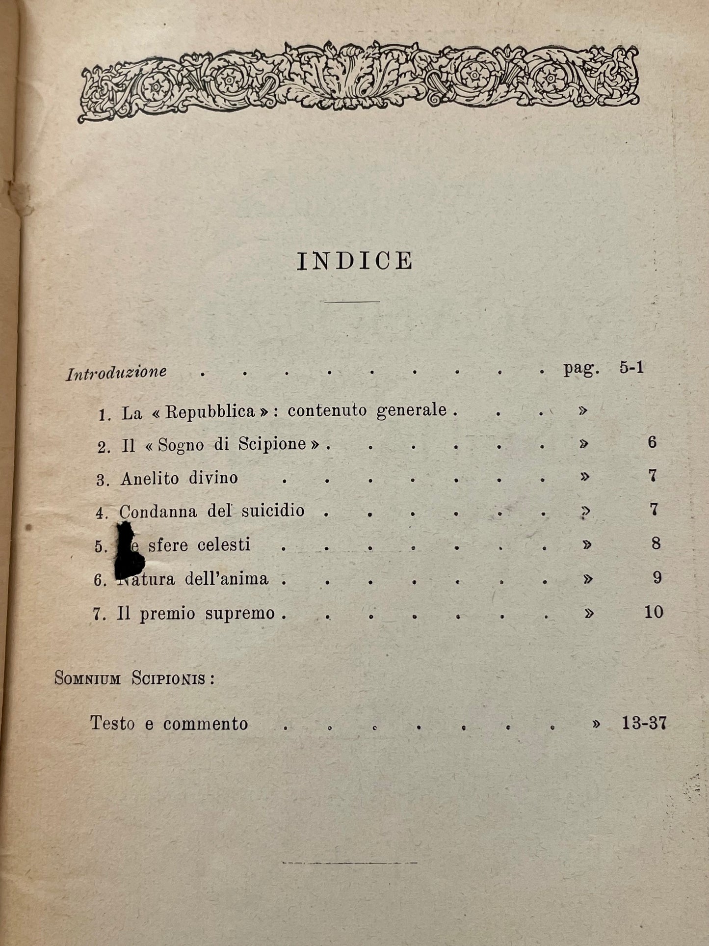 Somnium Scipionis con note di Ottolini, edizione con marca da bollo del Ministero delle Corporazioni del Regime, 1940