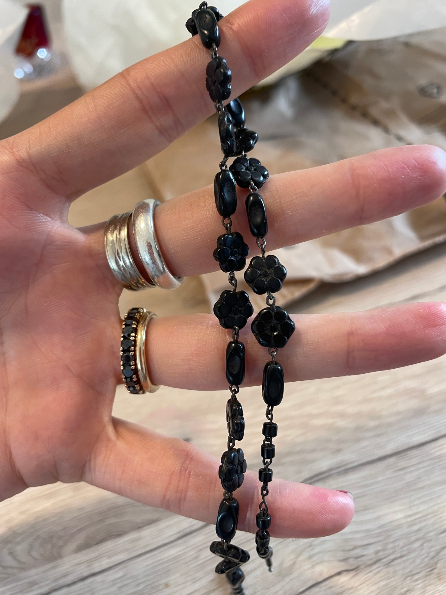 Collana vittoriana da lutto in giaietto, girocollo fine ‘800