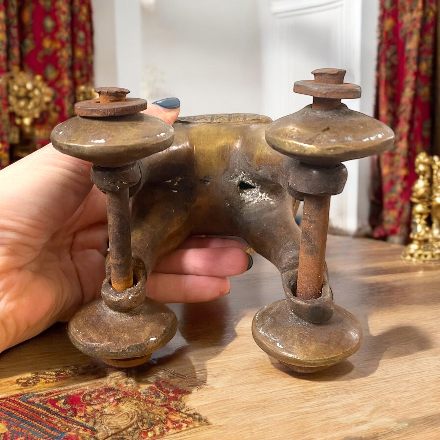 Antico gioco del tempio, elefante in ottone fine ‘800 - primo ‘900