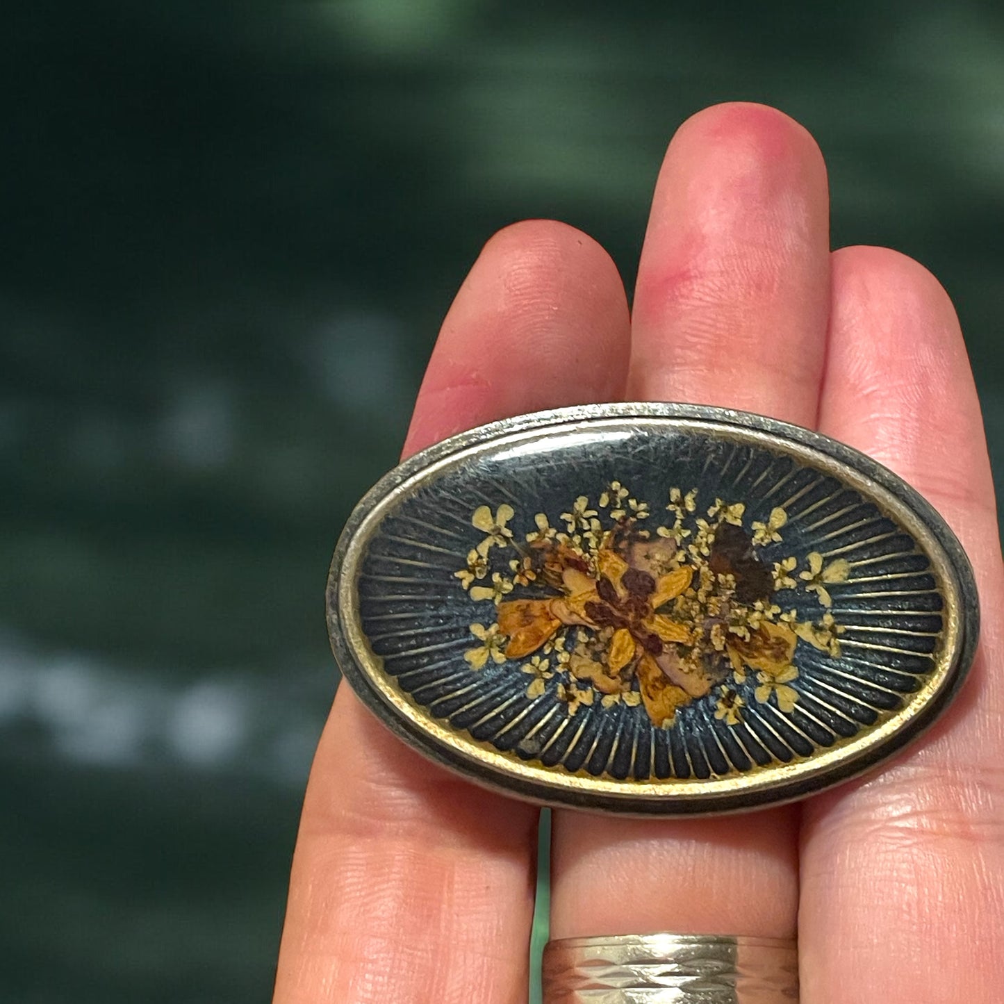 Spilla anni ‘50 con composizione di veri fiori
