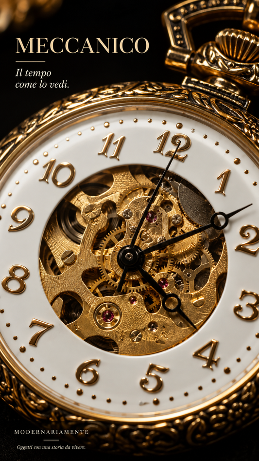 Orologio vintage anni 2000 da taschino con catena, movimento meccanico a carica manuale, decorazione araldica