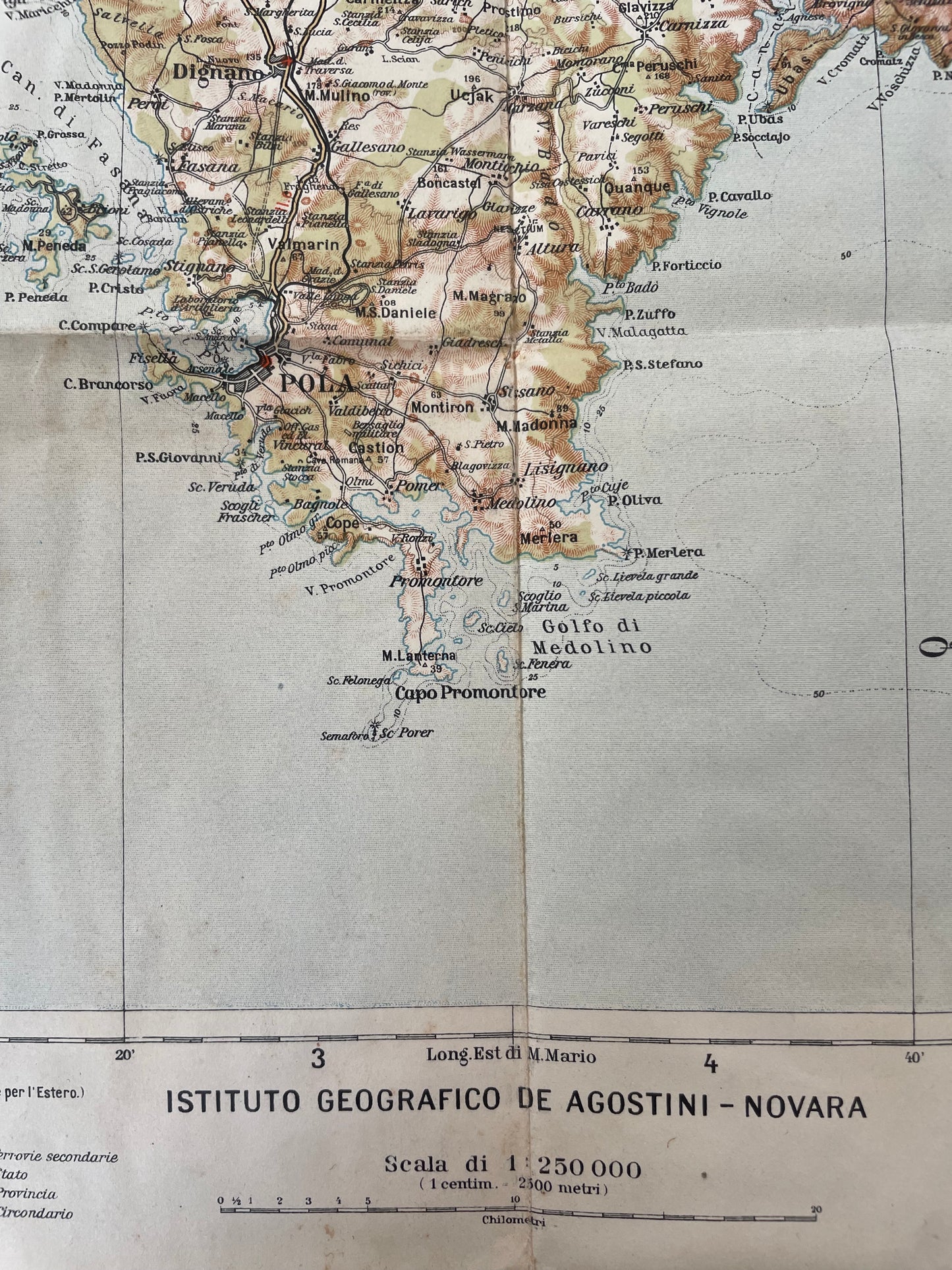 Carta geografica del territorio di Fiume e di Pola, 1941 Bertarelli Touring Club