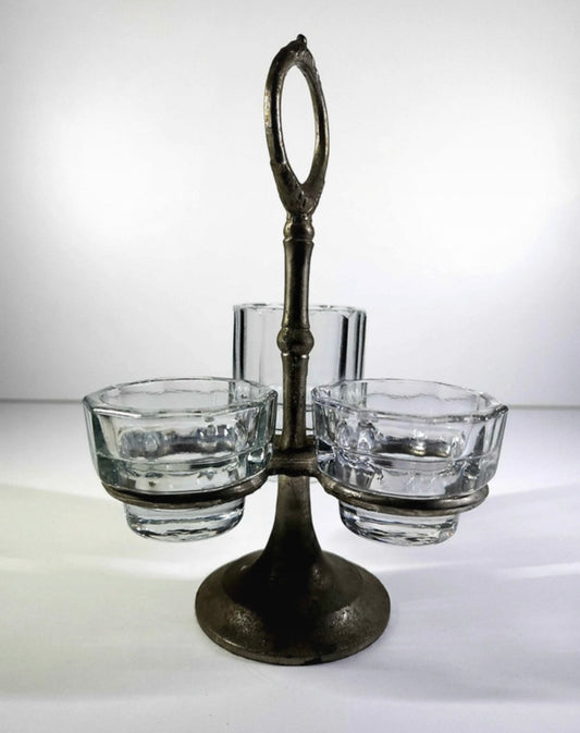 Salsiera o menagère à condiments fluorescente al manganese, 1890 - 1910