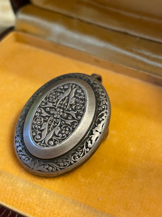 Gioiello fine ‘800 ciondolo - spilla, doppia funzione, argento tit. 800 punzonato