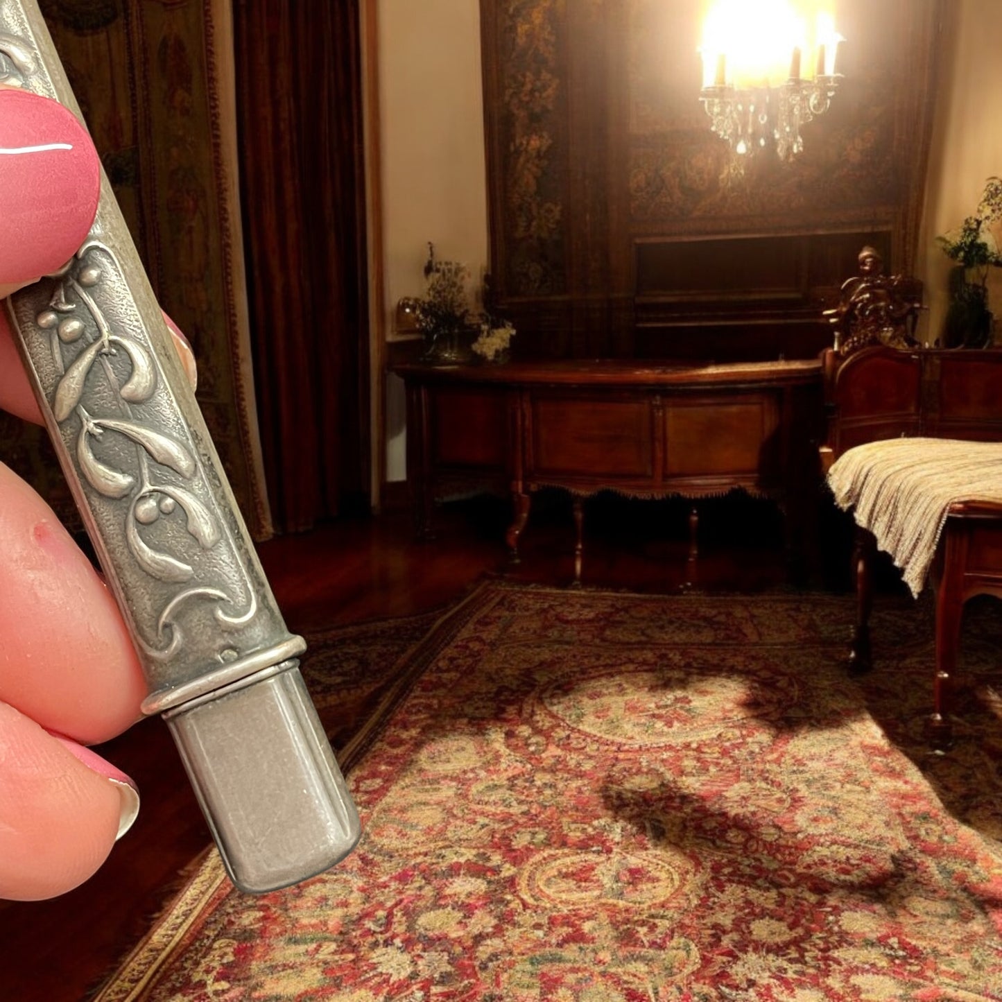 Matita pendente da châtelaine in custodia d’argento, fine ‘800