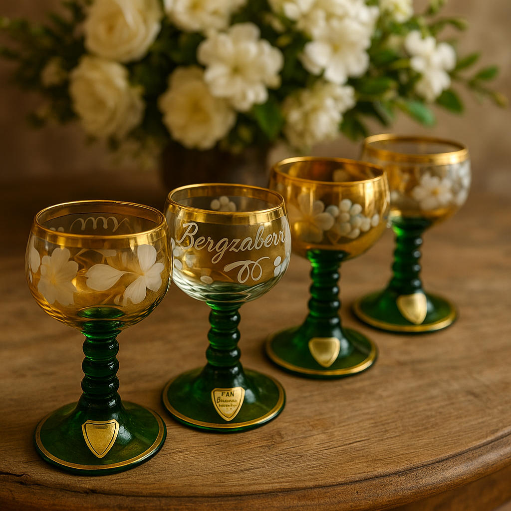 Set 4 piccoli calici da liquore vetro soffiato Böckling, anni ‘50