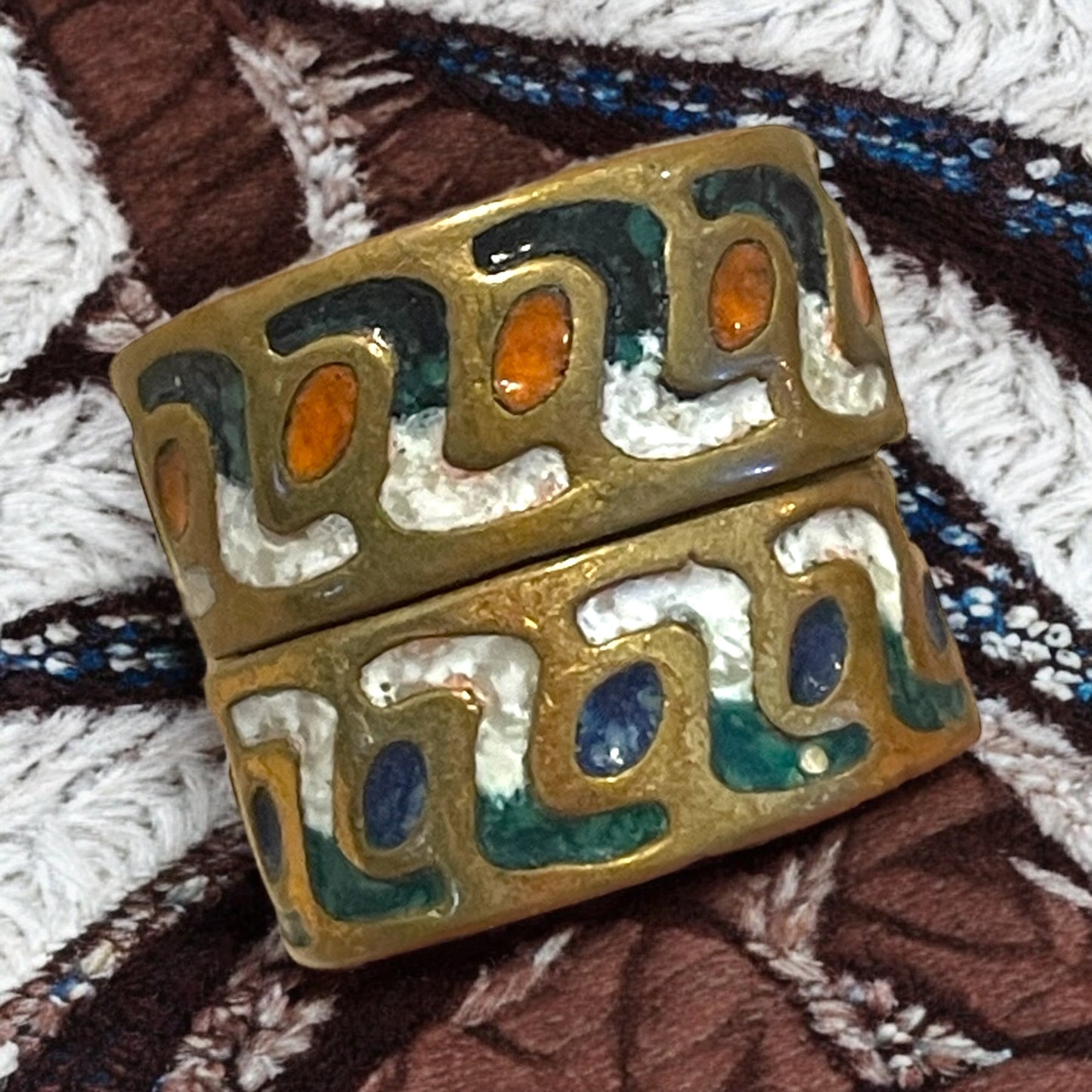 Coppia anelli vintage cloisonne dell’amicizia