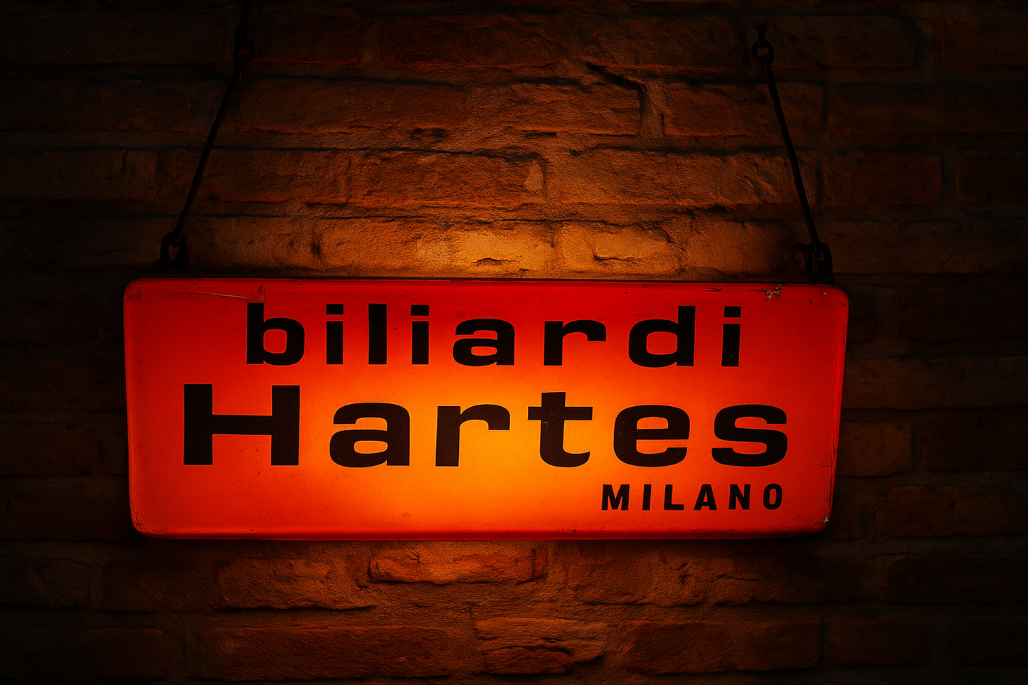 Insegna luminosa neon anni 60 biliardi Hartes Milano