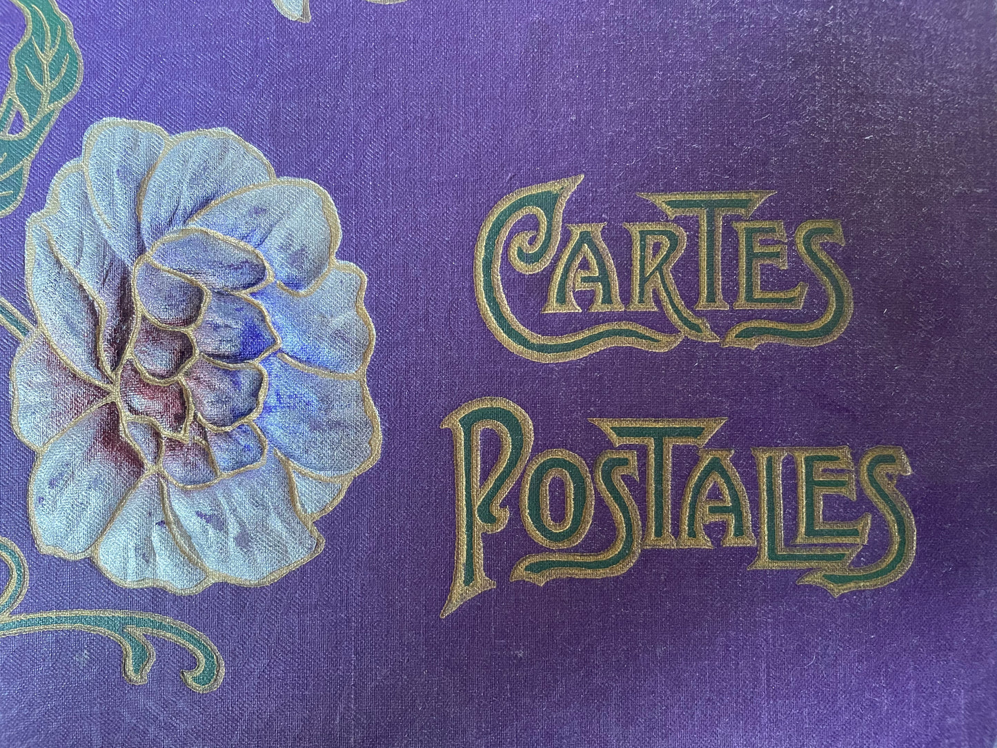 Album vuoto Art Nouveau viola con peonie, fine ‘800 - primo ‘900