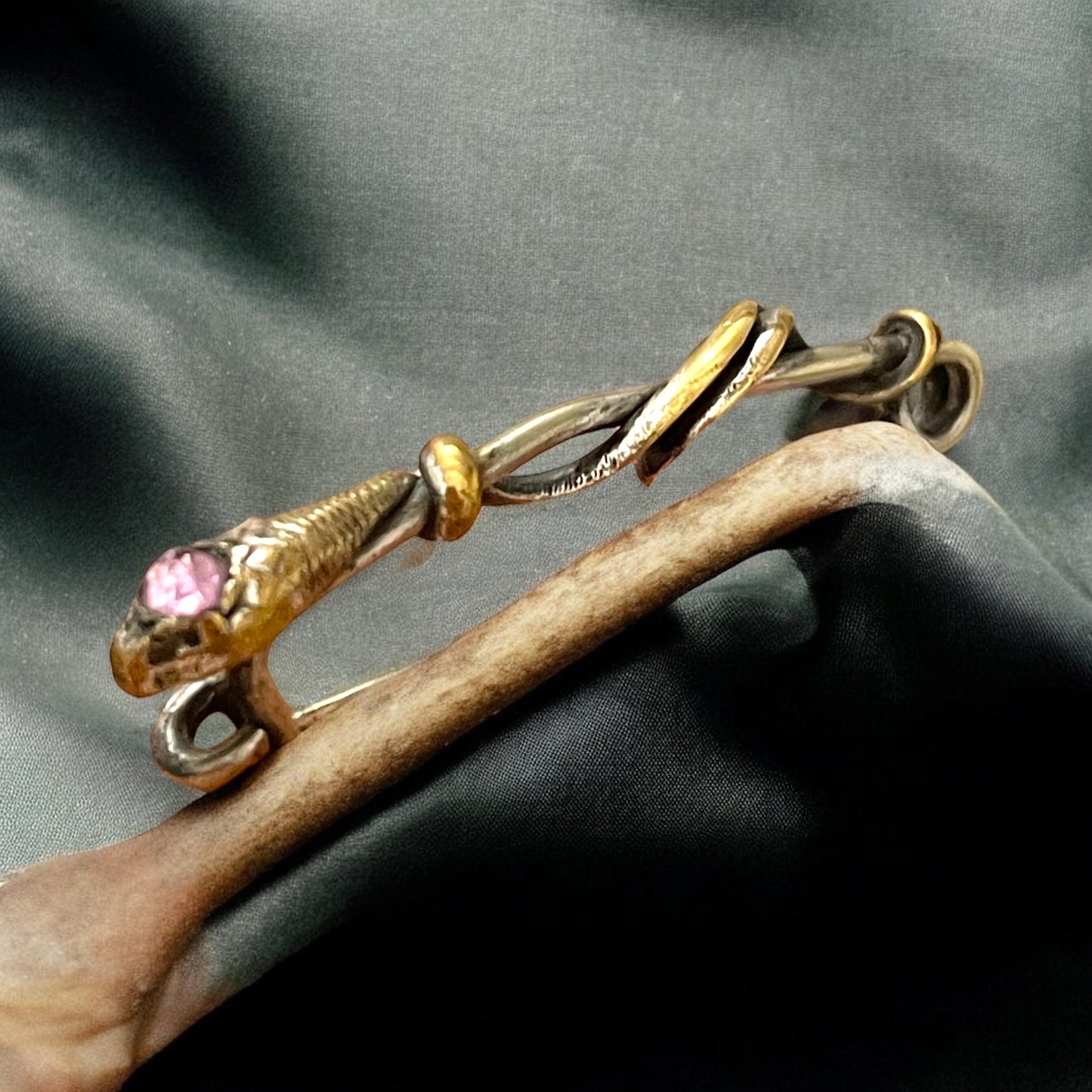 Gioiello liberty argent vermeil, spilla serpente con custodia