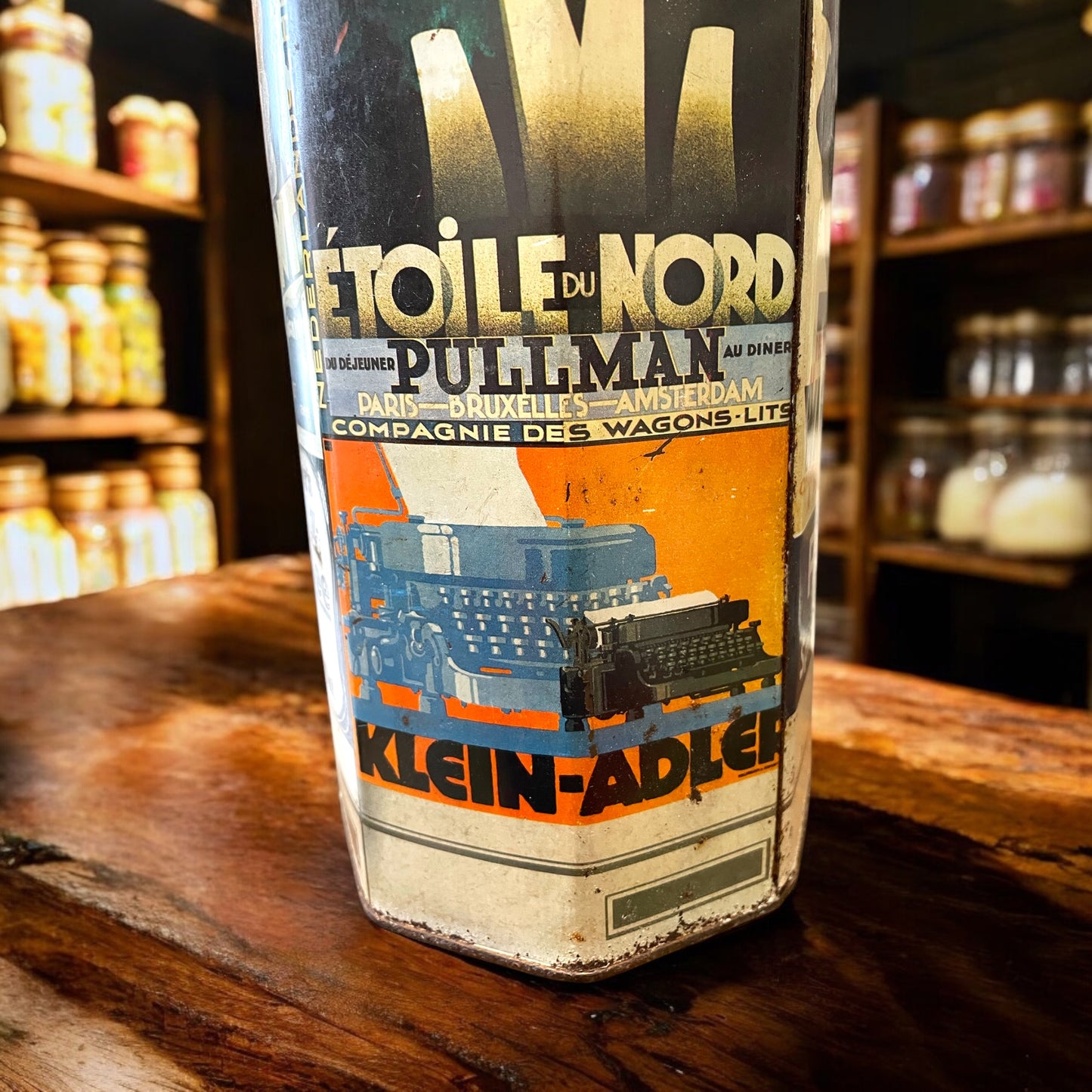Scatola pubblicitaria in latta tedesca a chiosco anni 70