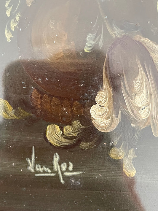 Antico dipinto ad olio in cornice coeva, Van Ros, fine ‘800 - primo ‘900