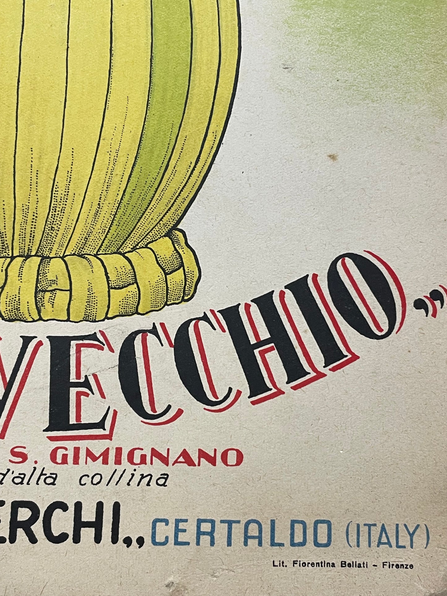 Antica locandina, vino Chianti Castelvecchio 1950 cartonata
