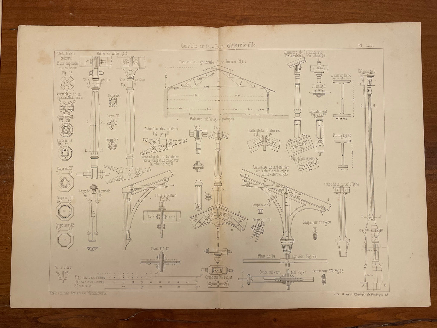 Tris grandi tavole architettura Ecole des Arts, ca 1850
