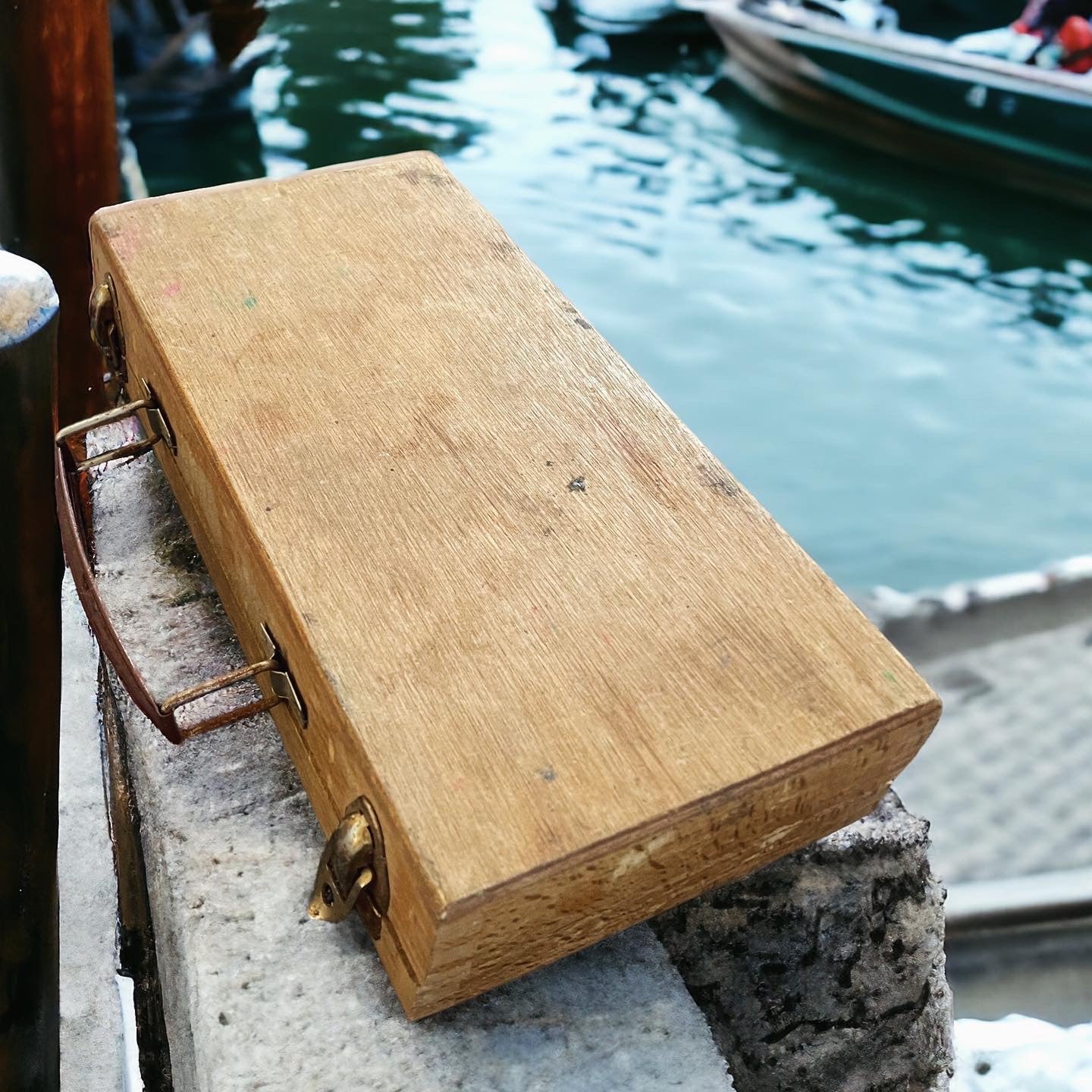 Old fishing box with leads