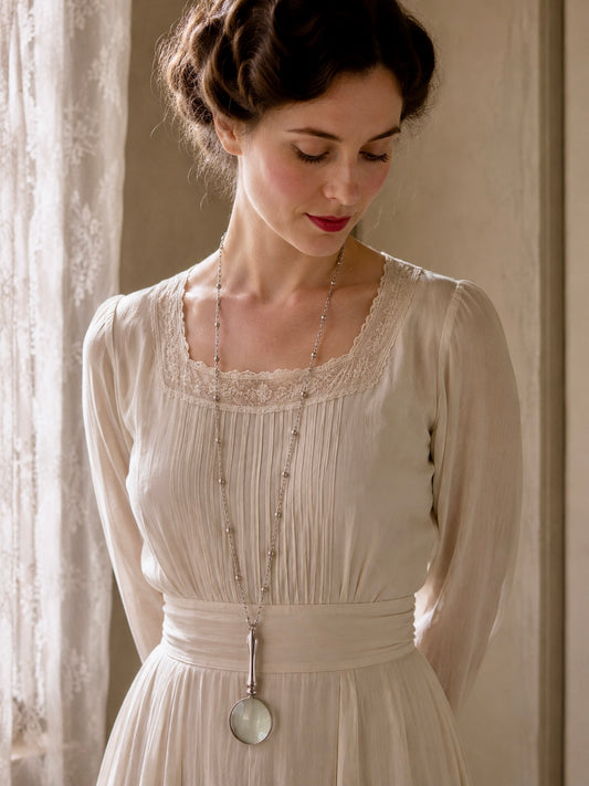 Lente da ricamatrice da chatelaine o collana con la sua catena lunga oltre 1 Mt
