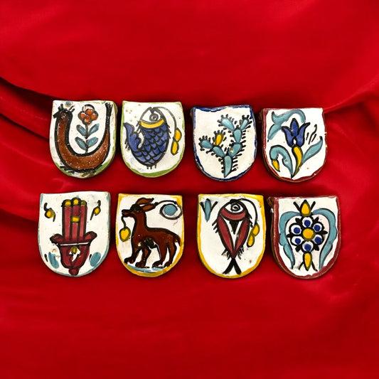 Set 8 poggia coltelli ceramica dipinta francese vintage