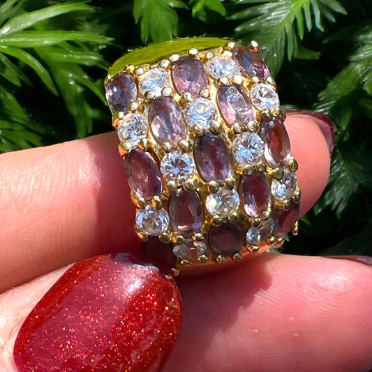 Anello a fascia anni ‘80 placcato oro con zirconi