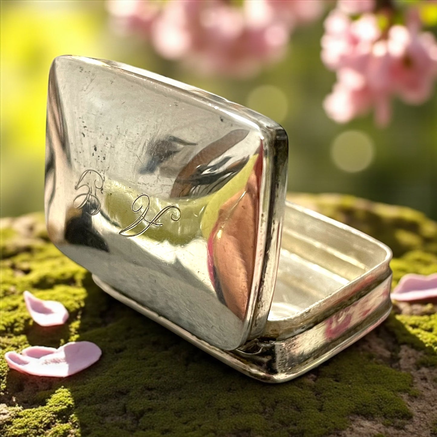 Pill box in argento 925 con iniziali A G, ca anni ‘50-‘60