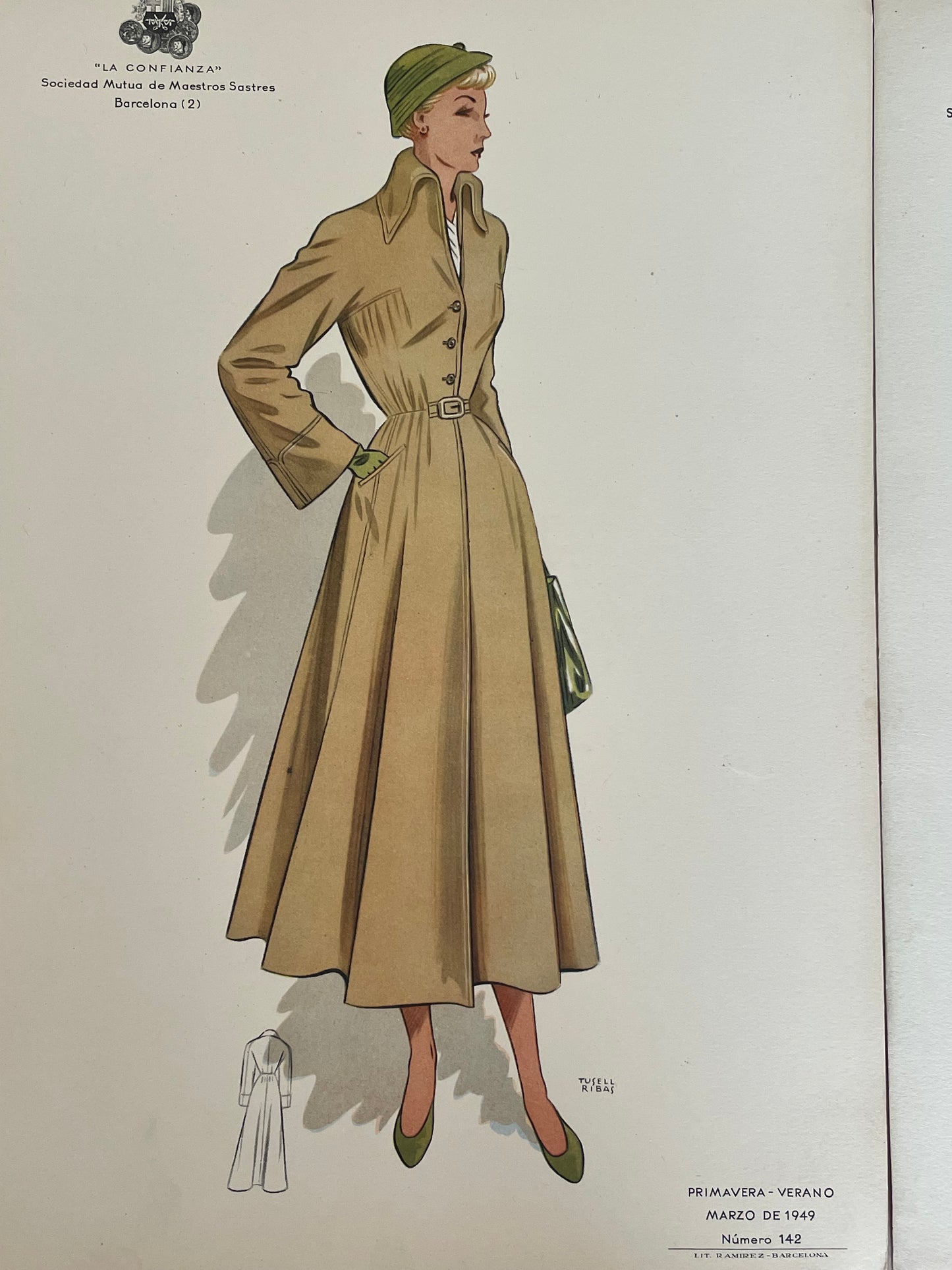 Set n. 4 bozzetti moda Atelier La Confianza anni 1948/49