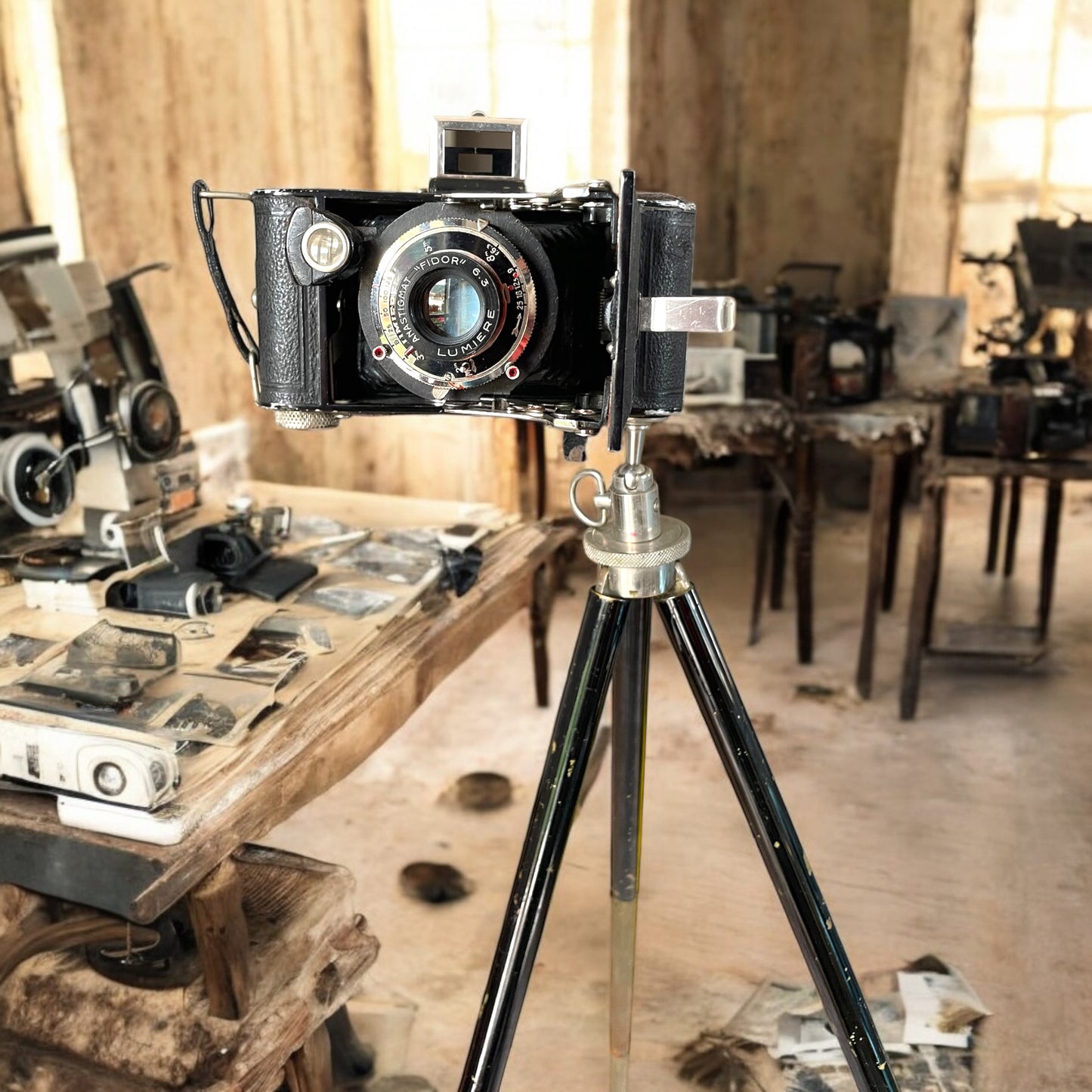 Set anni ‘30 da studio fotografico - macchina, cavalletto, custodia