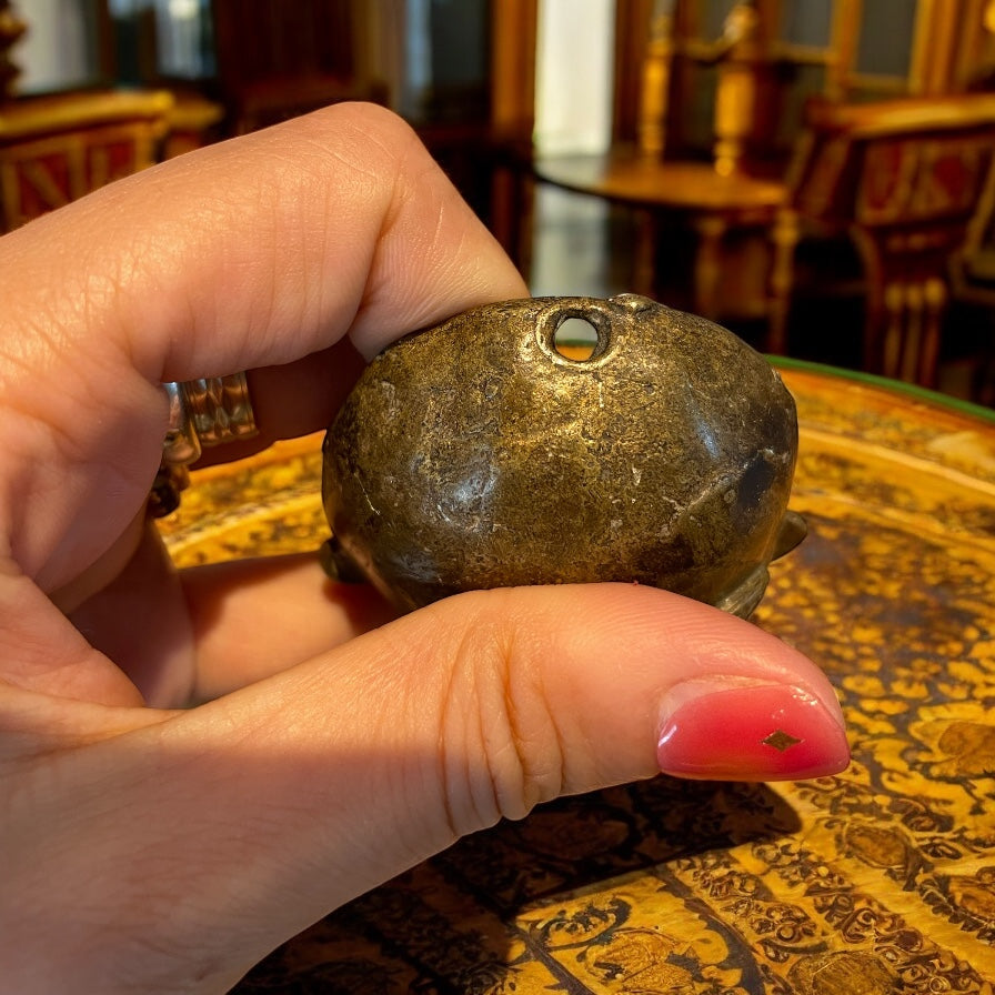 Antica maschera antropomorfa in bronzo, cultura Baule Costa d’Avorio