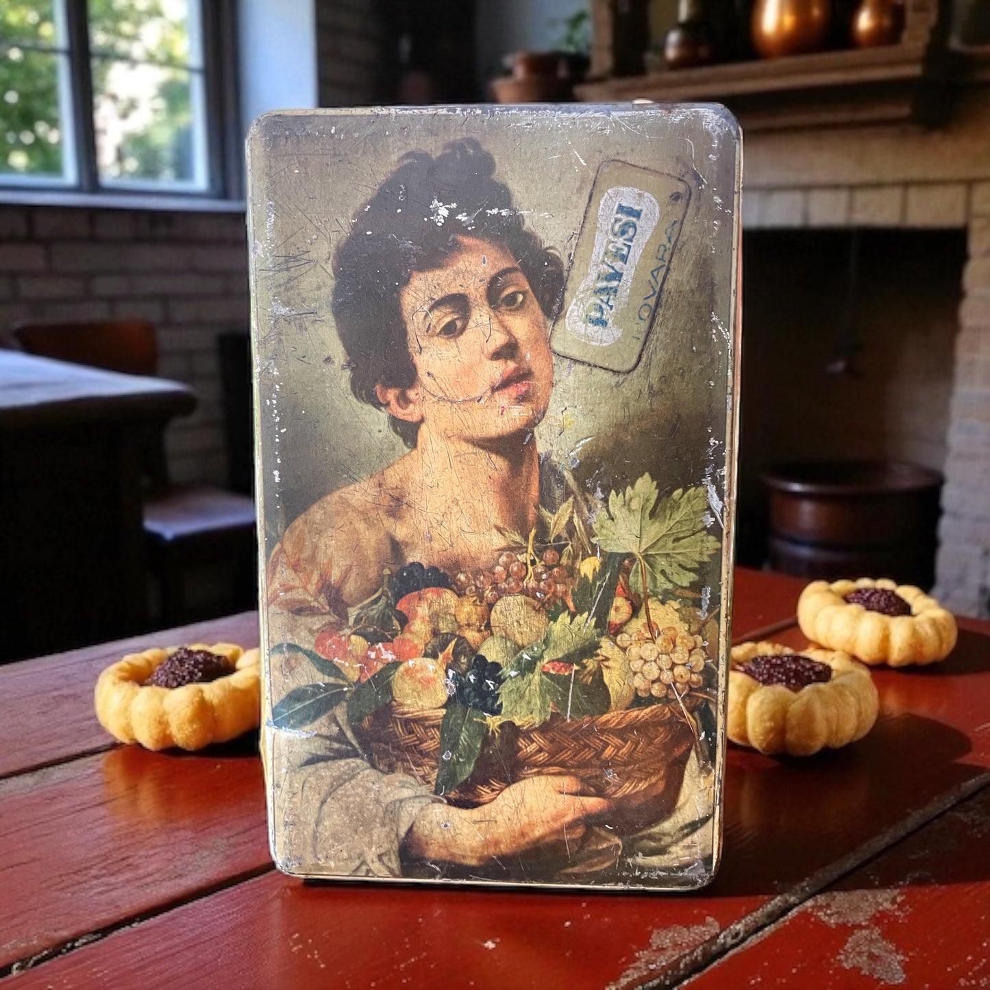 Scatola latta anni ‘30 - ‘40 Pavesi con Il Fanciullo di Caravaggio