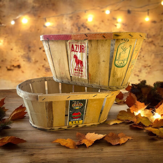 Coppia antiche cassette di frutta anni ‘50 originali dal Marocco