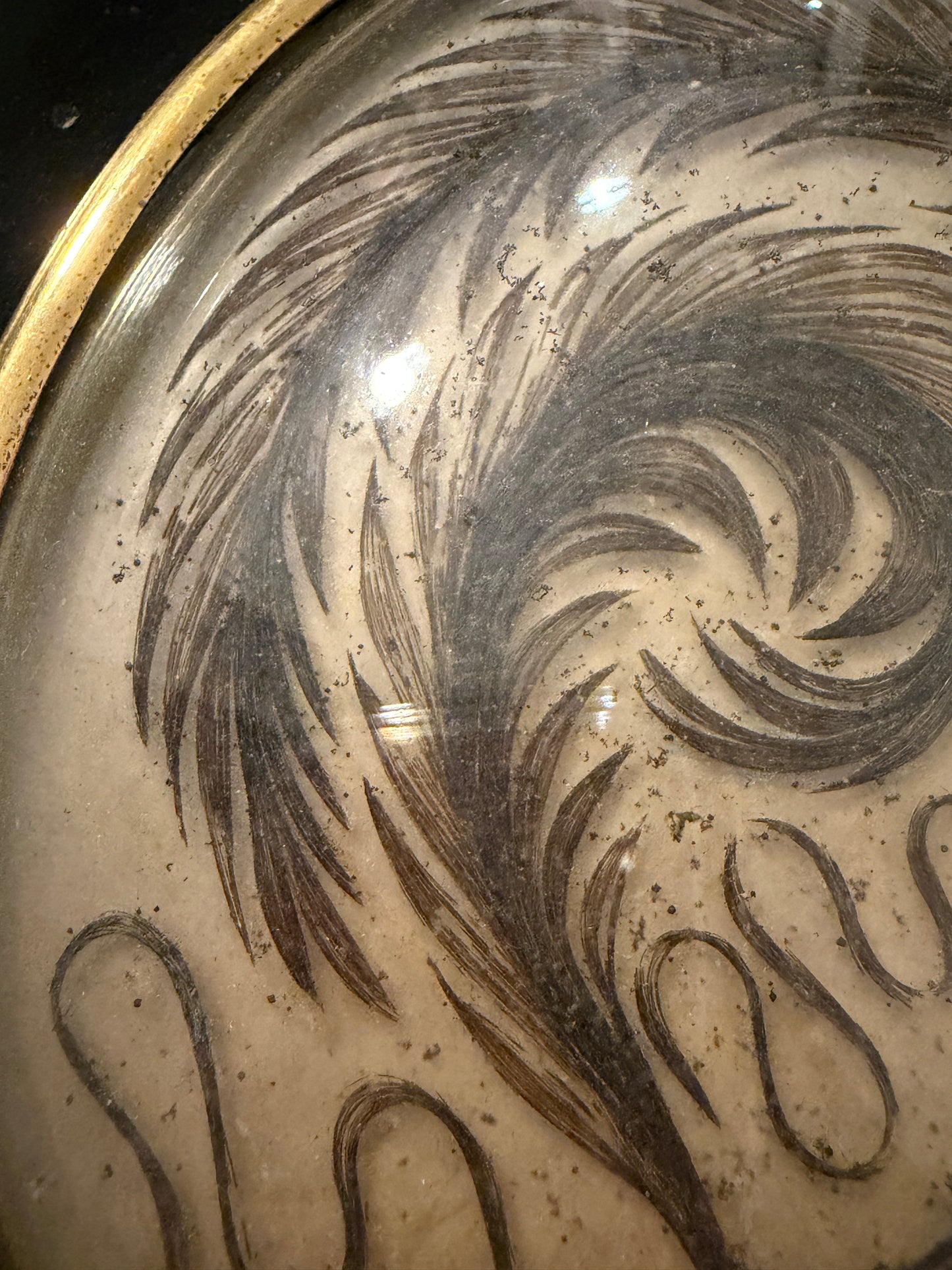 Quadro sentimentale con capelli, hair work vittoriano