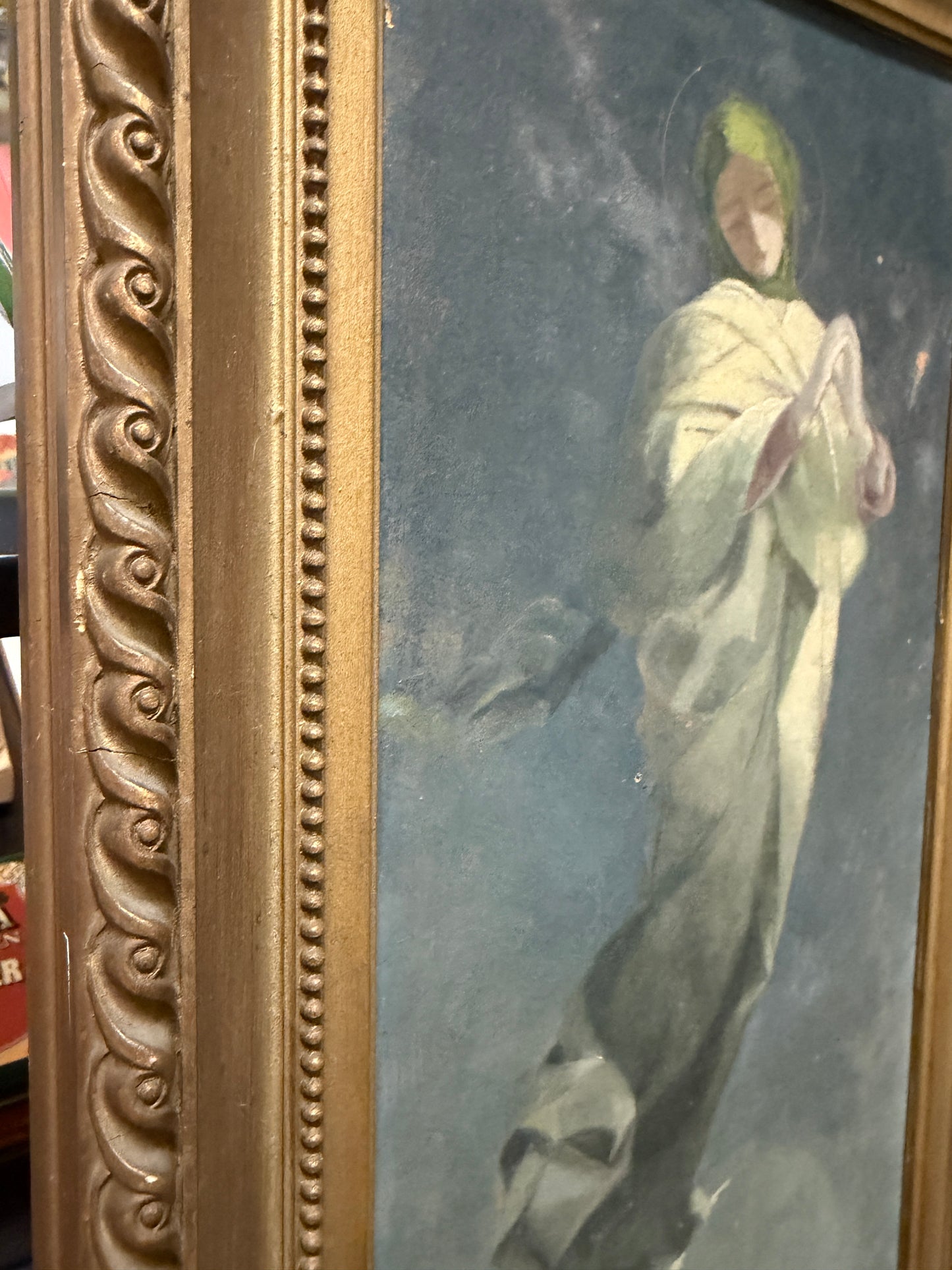 “La donna dell’Apocalisse”, olio magro su cartoncino in cornice dorata a missione, anni ‘20